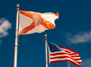 Florida and US flags